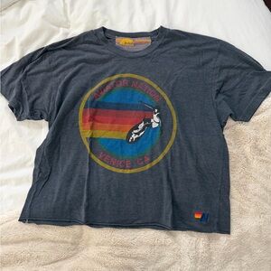 Aviator Nation Charcoal Tee with Rainbow Graphic